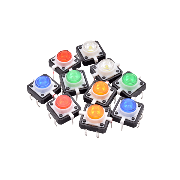 Pulsador interruptor momentaneo NO 12x12x7mm con LED BLANCO