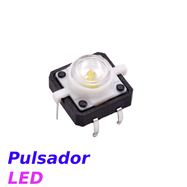 Pulsador interruptor momentaneo NO 12x12x7mm con LED BLANCO - Imagen 2
