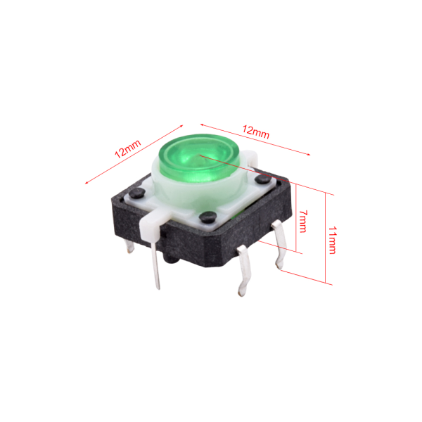 Pulsador interruptor momentaneo NO 12x12x7mm con LED BLANCO - Imagen 3
