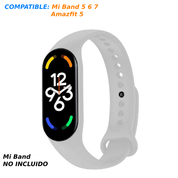 Correa Repuesto Pulsera Goma Brazalete Compatible Mi Band 7 6 5 Amazfit 5 Gris - Imagen 3