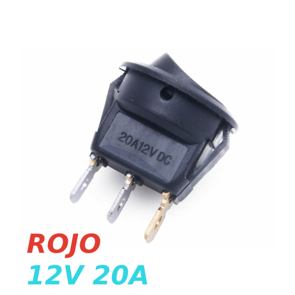 IInterruptor ON OFF con luz LED Redondo rectangular 20mm SPST 12V 20A ROJO - Imagen 2