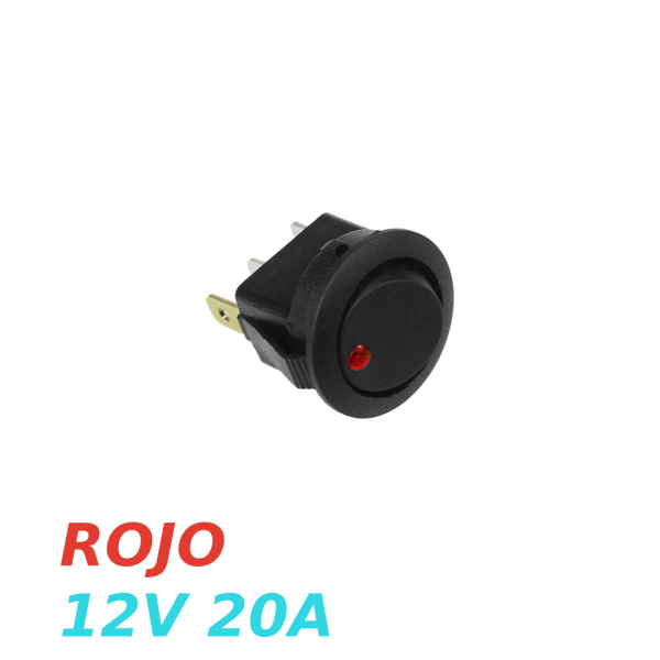 IInterruptor ON OFF con luz LED Redondo rectangular 20mm SPST 12V 20A ROJO - Imagen 3