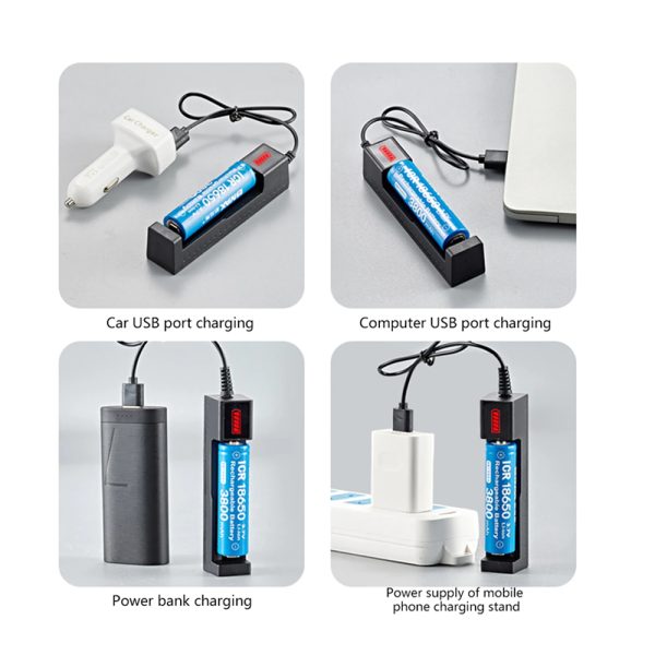 Cargador usb para pilas 18650, 16340, 14500, 10400 y 26650 - Imagen 4