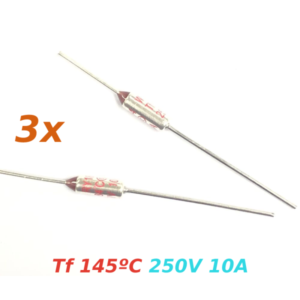 3x THERMAL FUSE FUSIBLE TERMICO TF 145C 250V 10A 145ºC
