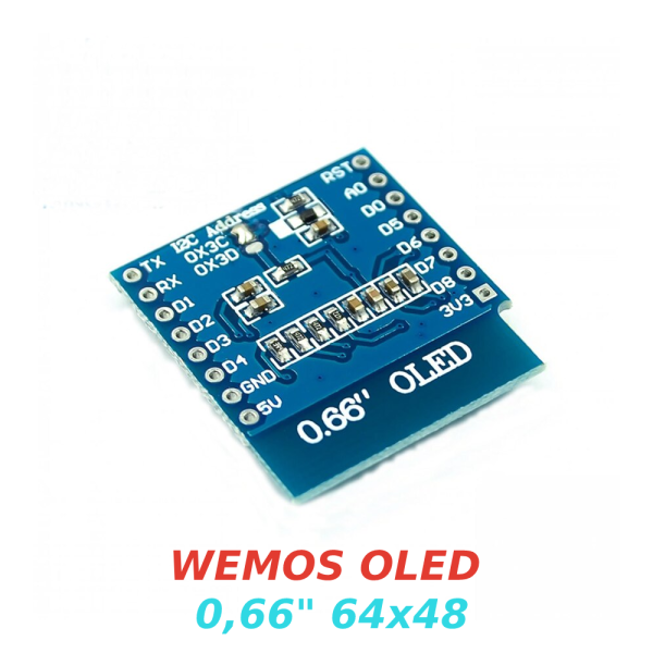 Modulo Shield OLED 0.66” 64x48 para WeMos D1 mini WiFi ESP8266 i2c - Imagen 2