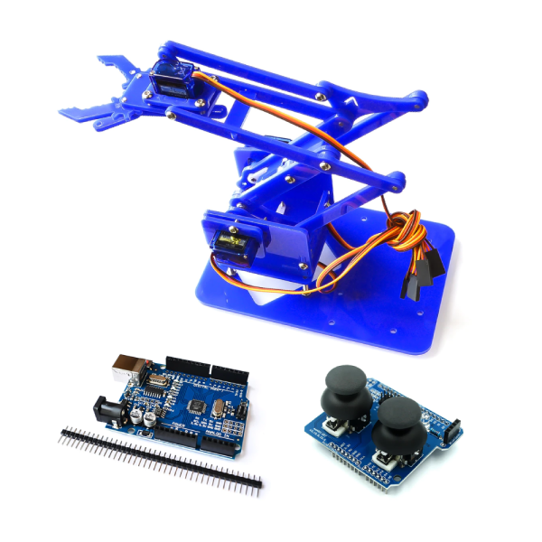 Brazo Robotico mecanico acrilico 4 DOF Arduino Kit completo Azul - Imagen 3