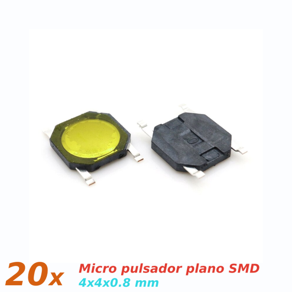 20x Micro pulsador plano SMD 4x4x0,8mm SPST NO - Imagen 2