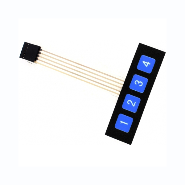 TECLADO MEMBRANA 1x4 teclas con adhesivo - Matrix Keypad Keyboard Key Arduino - Imagen 2
