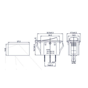 Interruptor basculante SPDT 3 pines y 2 posiciones On-off con LED KCD3 Rojo