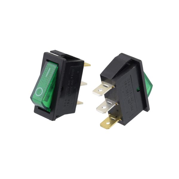 Interruptor basculante SPDT 3 pines y 2 posiciones On-off con LED KCD3 Verde