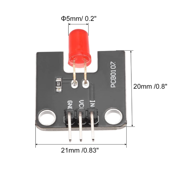 Modulo emisor de luz LED para Arduino microcontrolador de 5 mm Rojo - Imagen 3