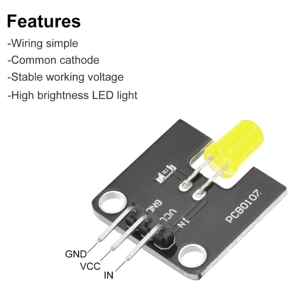 Modulo emisor de luz LED para Arduino microcontrolador de 5 mm Amarillo - Imagen 3