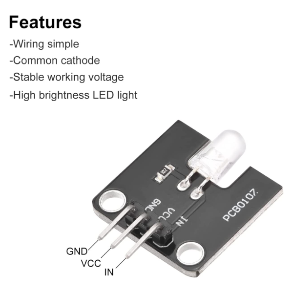 Modulo emisor de luz LED para Arduino microcontrolador de 5 mm Blanco - Imagen 3