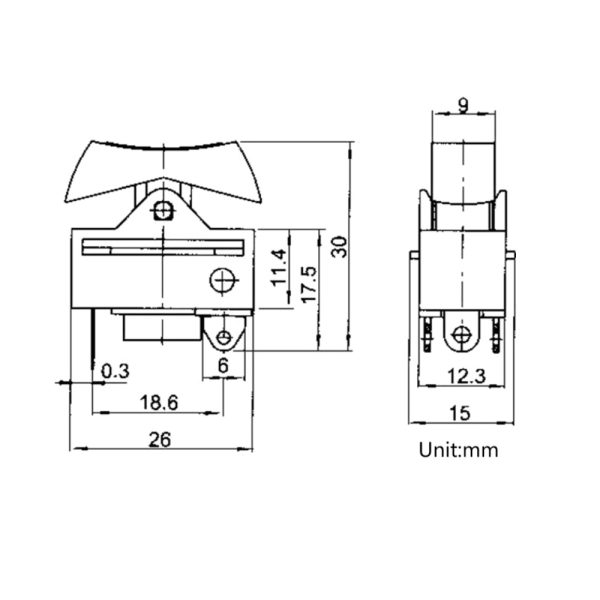 Interruptor basculante 3 posiciones secador de pelo  250V 10A SPDT 3 Pin NEGRO - Imagen 2