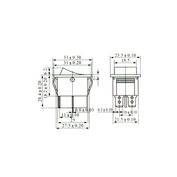INTERRUPTOR 4 PIN ON OFF CON LUZ ROJO 220V RECTANGULAR KCD4 SPST 16A 220V