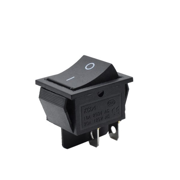 INTERRUPTOR 4 PIN ON OFF NEGRO 220V RECTANGULAR KCD4 SPST 16A 220V - Imagen 3