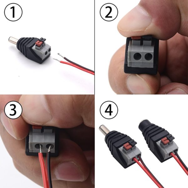 Adaptador DC Jack Macho 5,5 x 2,1 MM terminal rápido alimentacion aereo  CCTV