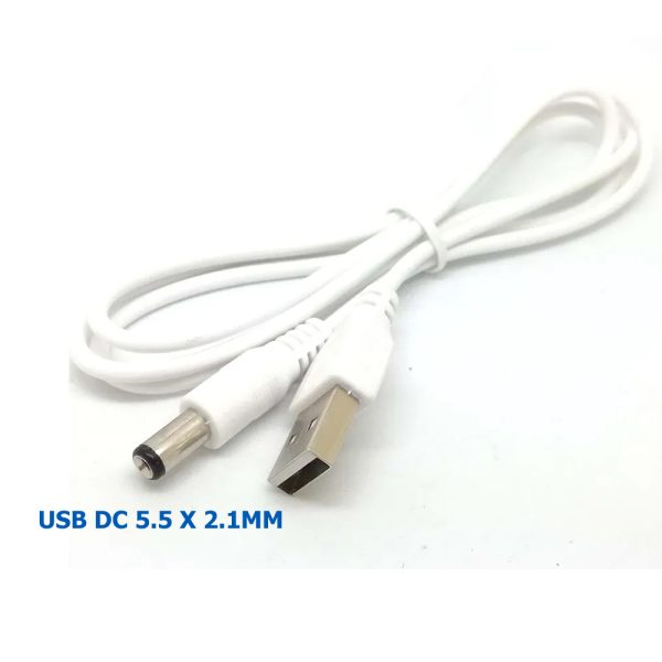 CABLE DE ALIMENTACIÓN USB 2.0 MACHO A DC 5.5 x 2.1MM blanco - Imagen 2