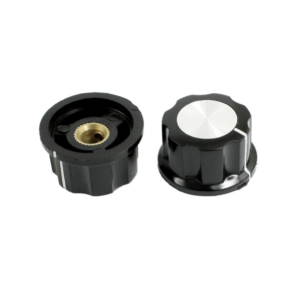 Perilla MF-A03 21mm Negra Plateada para Potenciometro Encoder Rotatorio - Imagen 4