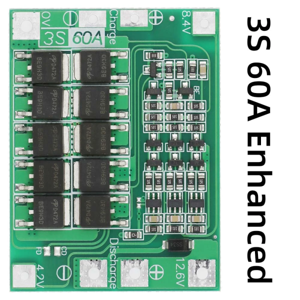 BMS 3s 60A (Enhanced edition) Modulo proteccion bateria litio 18650 12.6V