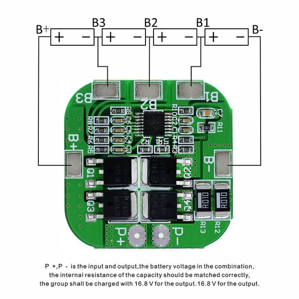 BMS 4s 14.8V / 16.8V  20A Modulo proteccion bateria litio 18650 - Imagen 3