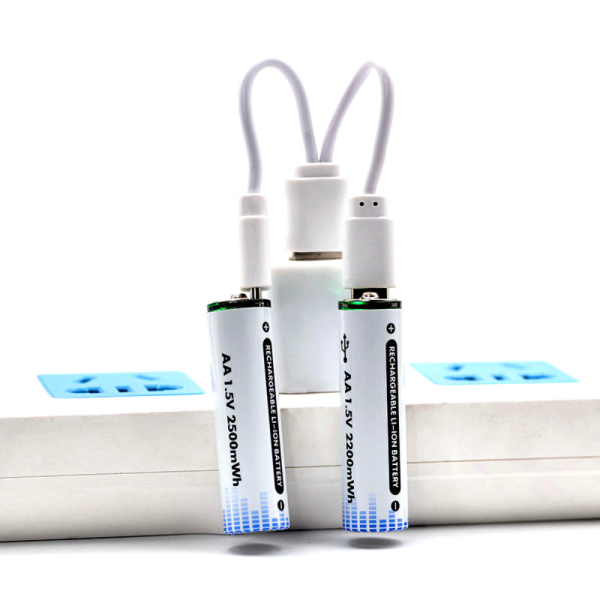 2x Pila Batería de litio recargable por USB Tipo C 1.5v AA 2200mAh - Imagen 3