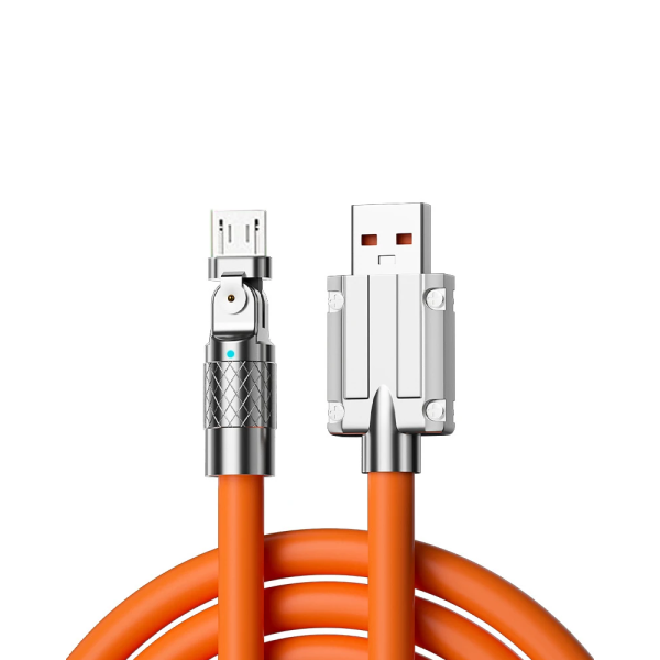 Cable de silicona liquida de carga super rapida de 120 W 6A MicroUSB giratorio