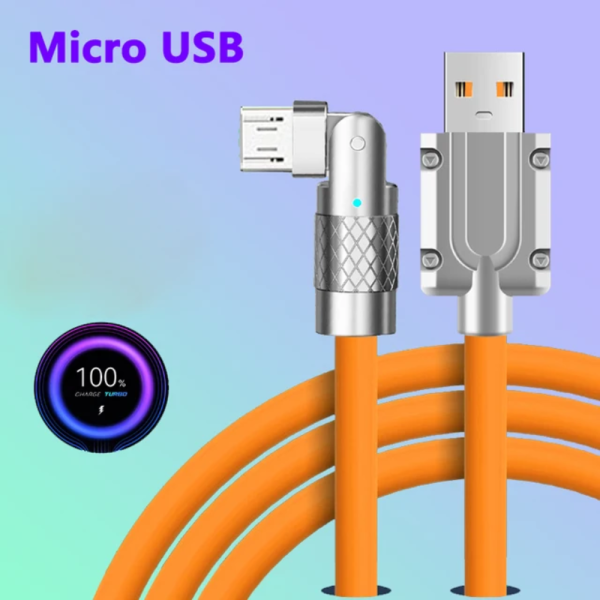 Cable de silicona liquida de carga super rapida de 120 W 6A MicroUSB giratorio - Imagen 2