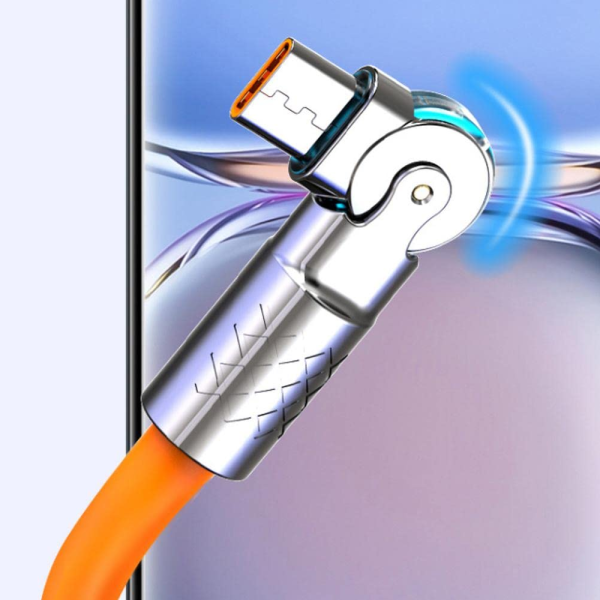 Cable de silicona liquida de carga super rapida de 120 W 6A Tipo C giratorio - Imagen 5
