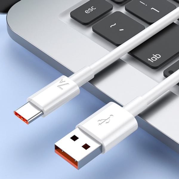 Cable de Carga/Datos USB-C Carga Rapida Compatible Turbo Charge  Blanco 7A 1m - Imagen 3