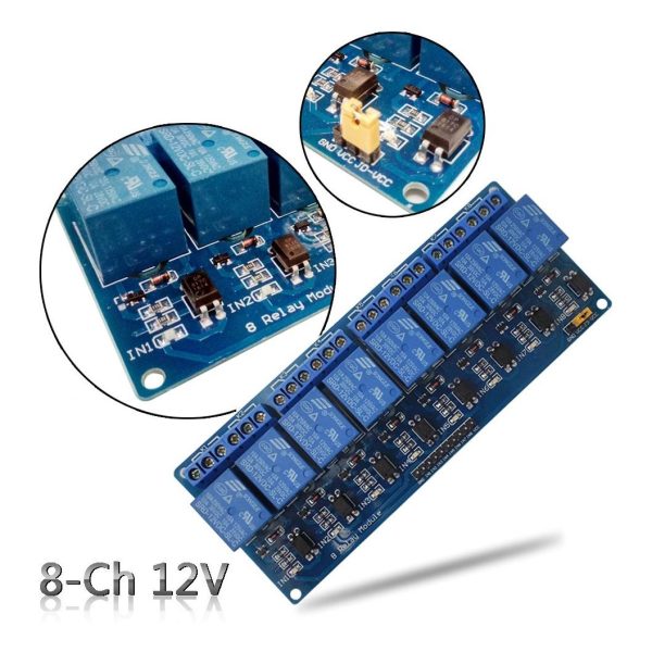 MODULO RELAY RELE 12V 10A DE 8 CANALES