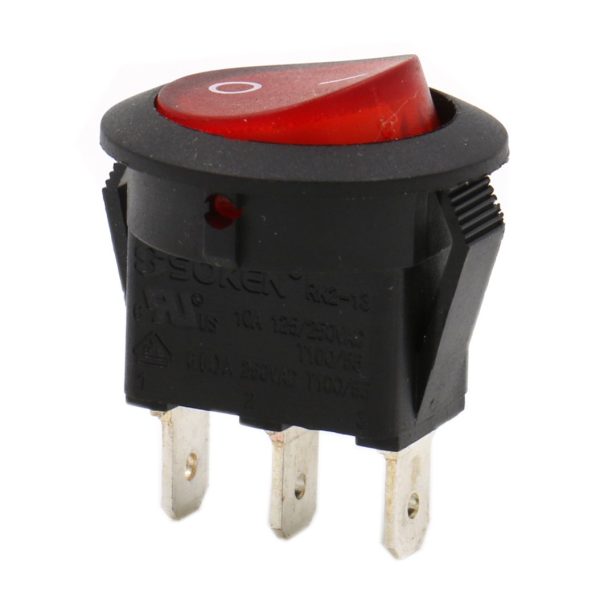 Interruptor ON OFF con luz ROJO Redondo 20mm SPST 220v 6A