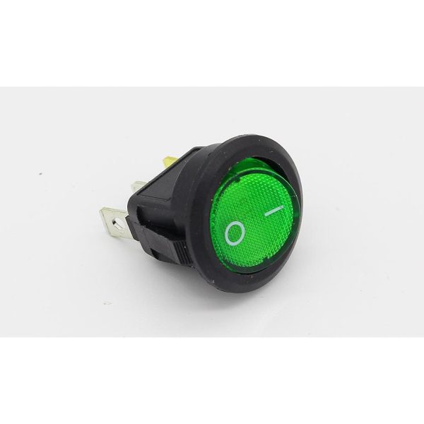 Interruptor ON OFF con luz VERDE Redondo 20mm SPST 220v 6A