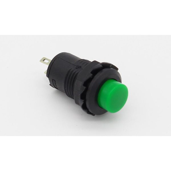 2x Interruptor VERDE redondo 12mm empotrable boton ON OFF