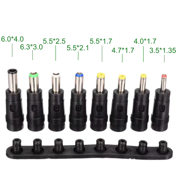8x adaptador DC para fuente alimentacion cargador portatil