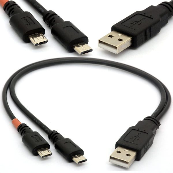 Cable divisor USB 2.0 a Macho doble Micro USB V2.0 25 cm - Imagen 2
