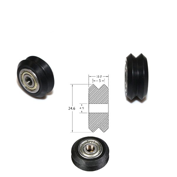 Polea Rueda tipo POM / V con rodamiento doble V para perfil aluminio V2020