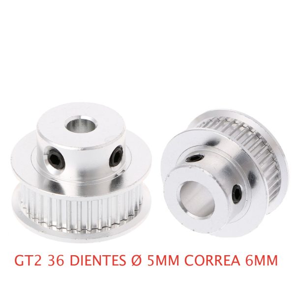 1x GT2 POLEA DENTADA 36 DIENTES ORIFICIO 5 MM CORREA 6 MM IMPRESORA 3D CNC