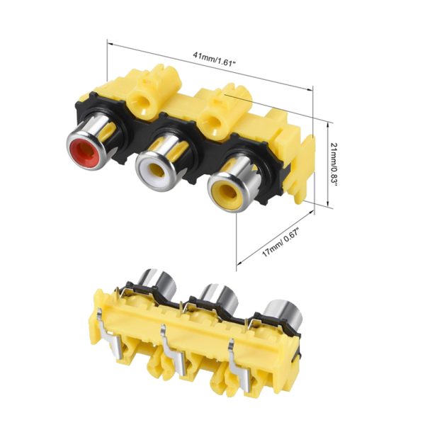 Conector Triple RCA hembra soldar panel