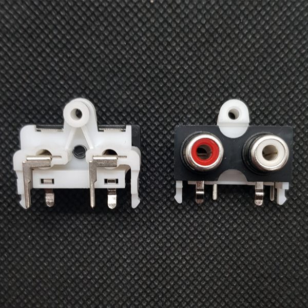 2X CONECTOR RCA HEMBRA MONTAJE EN PANEL 90º