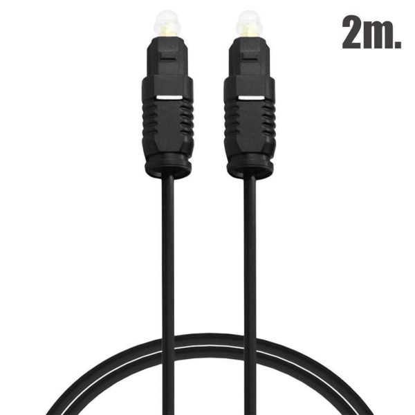 CABLE TOSLINK AUDIO DIGITAL FIBRA OPTICA 2M  MACHO PARA DVD PS4 XBOX 360 NEGRO - Imagen 2