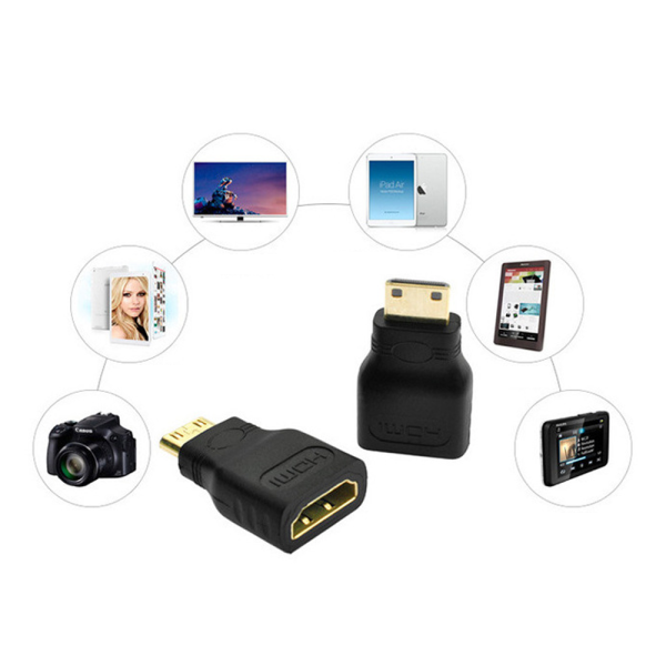 ADAPTADOR CONVERSOR MINI HDMI MACHO TIPO C A HDMI HEMBRA TIPO A CONECTOR HD TV - Imagen 2