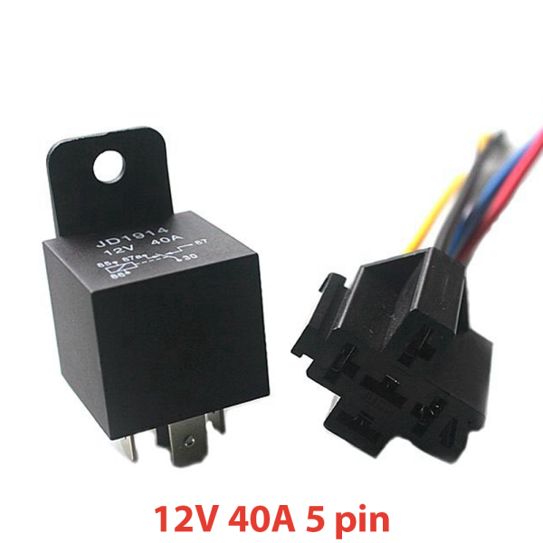Rele de Conmutacion automotriz 12V 40A 5-Pin con soporte de enchufe