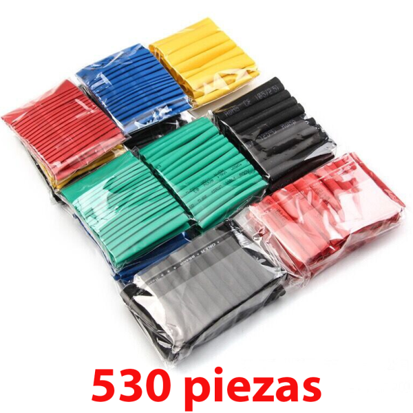 530 PCS SURTIDO TUBO TERMORETRACTIL DE COLORES AISLANTE PARA CABLES 8 MEDIDAS
