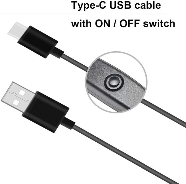 Cable de carga USB tipo C  1 m con interruptor de encendido / apagado para teléfono móvil Raspberry Pi 4 5V 3A - Imagen 4