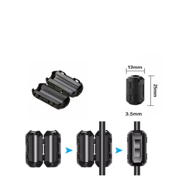 Anillo de ferrita con clip filtro interferencias magneticas