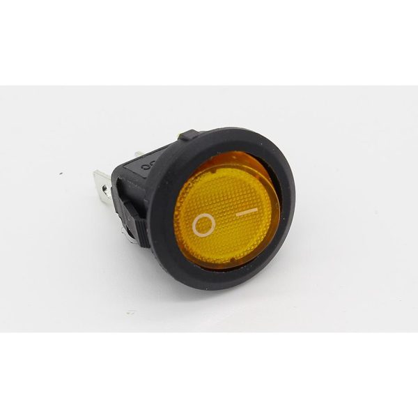 Interruptor ON OFF con luz AMARILLO Redondo rectangular 20mm SPST 12V 20A