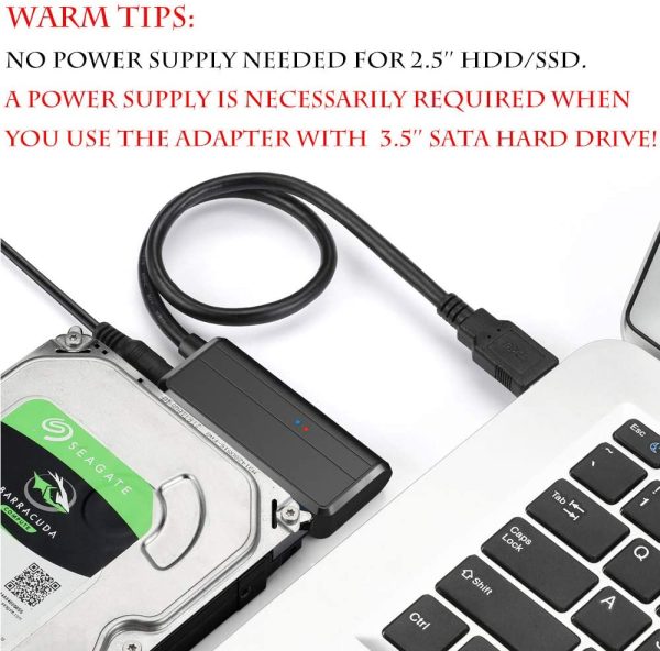 Cable adaptador de USB 3.0 a SATA 2.5 / 3.5" Conector Jack 12V DC 2A - Imagen 4