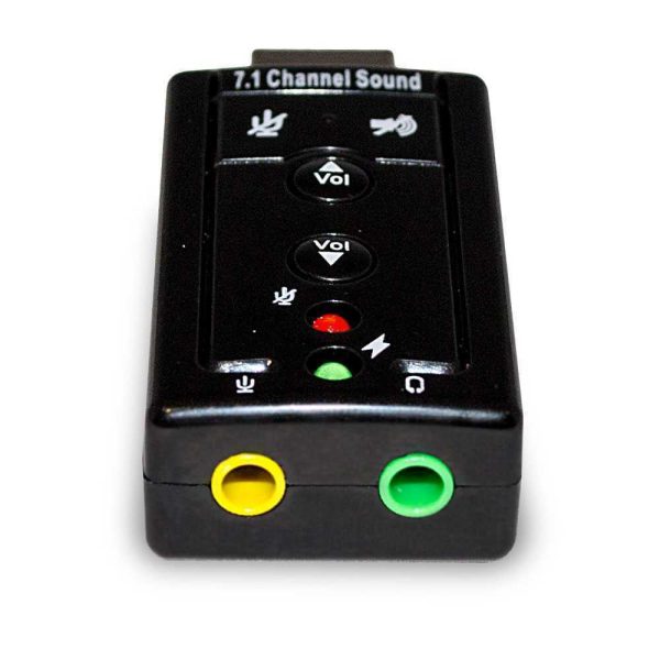 Adaptador Tarjeta de Sonido Externa USB 2.0 7.1 con Panel Volumen Ajustable y 4 Botones Negra