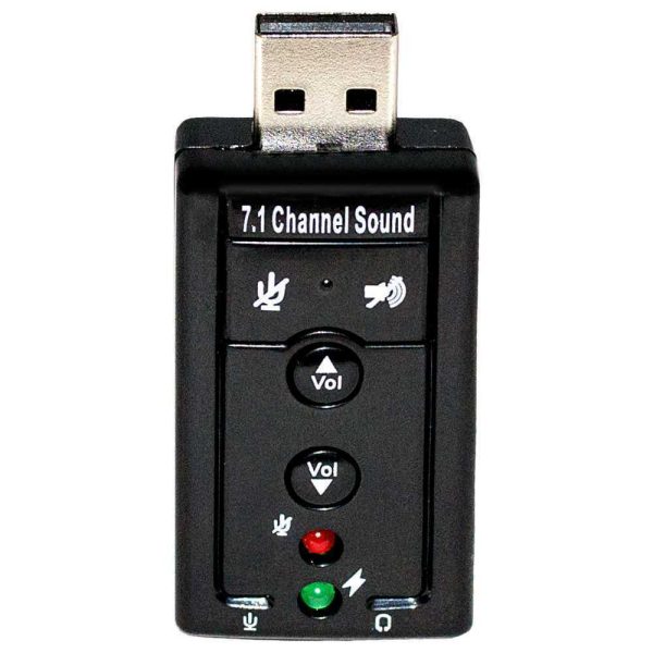 Adaptador Tarjeta de Sonido Externa USB 2.0 7.1 con Panel Volumen Ajustable y 4 Botones Negra - Imagen 3